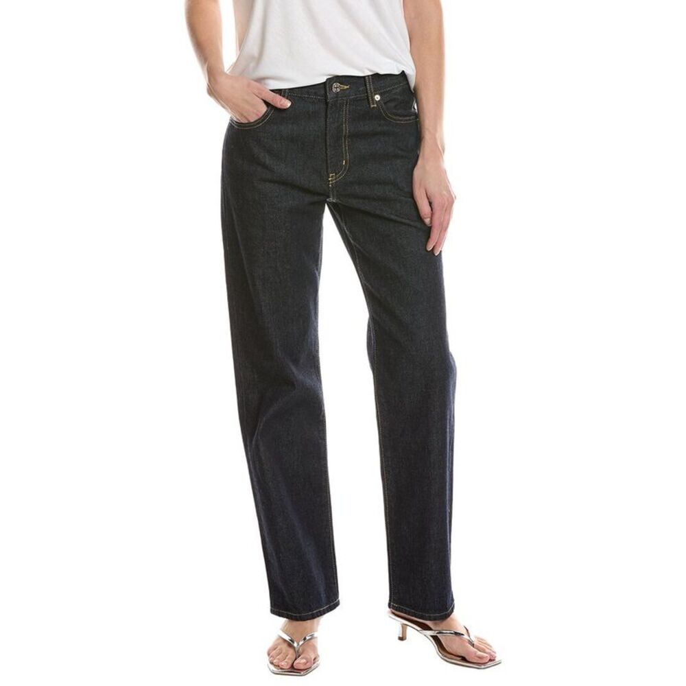 Frame Denim Womens Frame The Hang Long Rinse Straight Jean, Blue